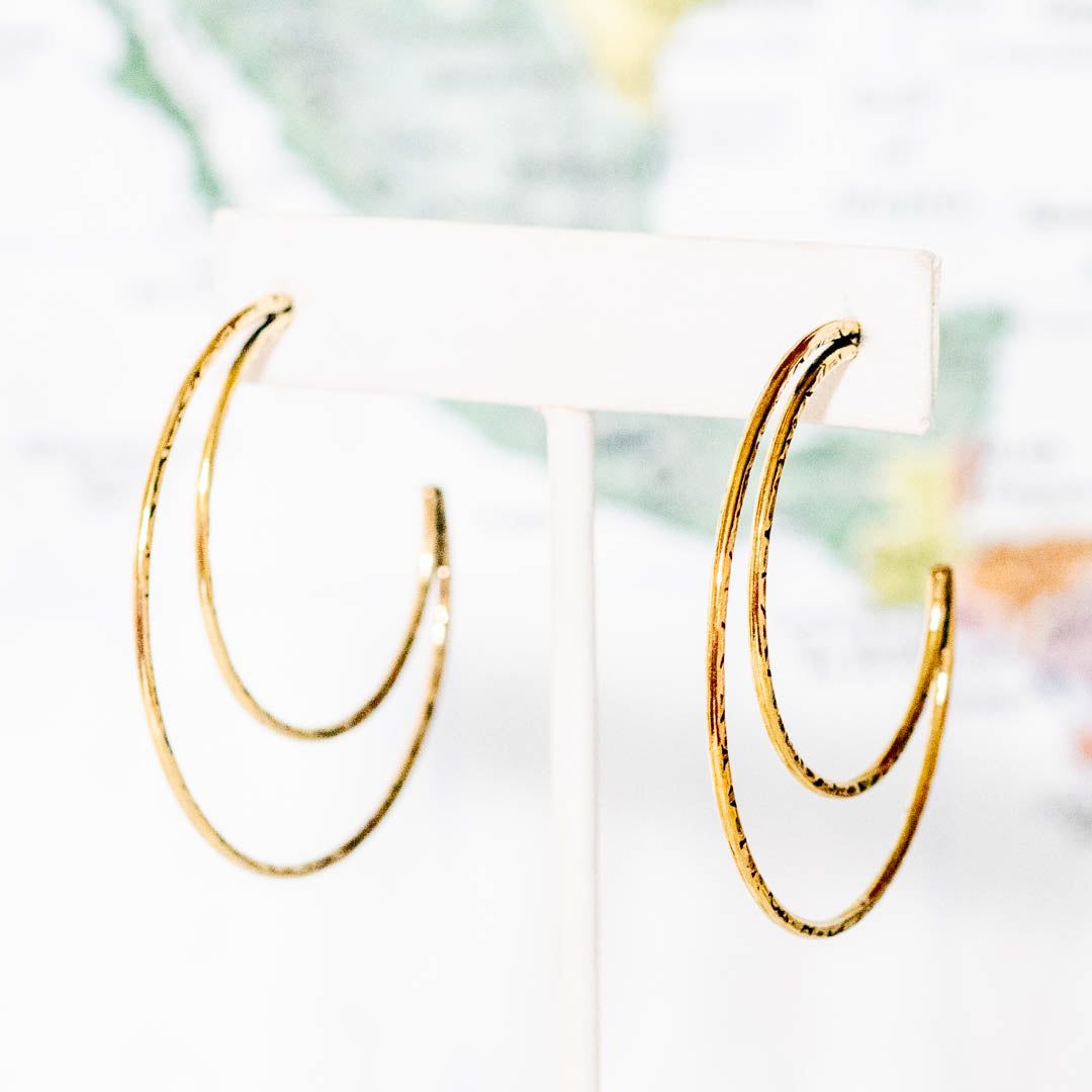 Brass Open Crescent Earring