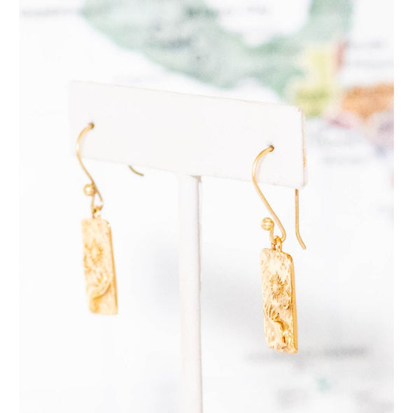 Brass Sun in Hands Earrings - Rajasthan, India