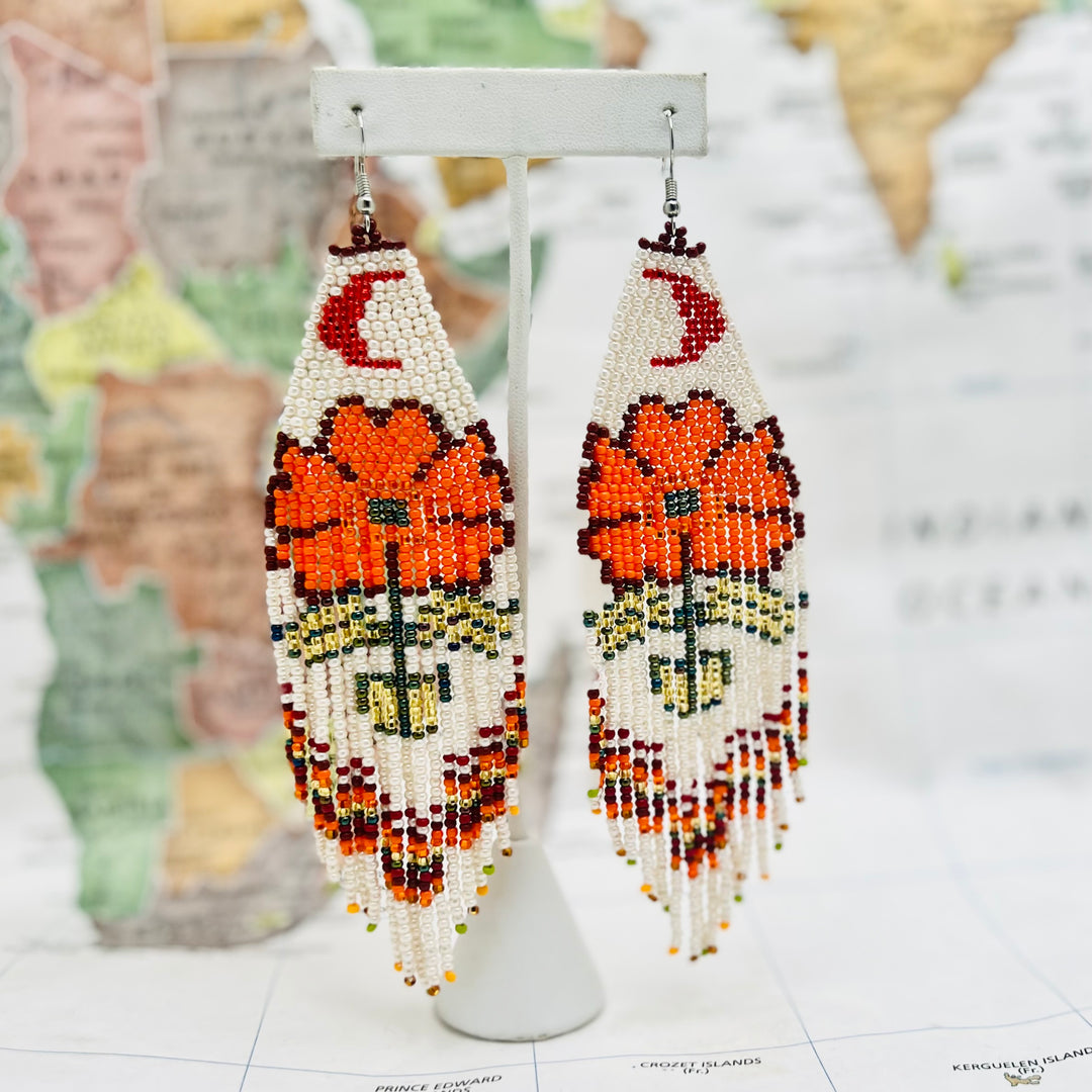 Moonflower Earring Orange - Guatemala