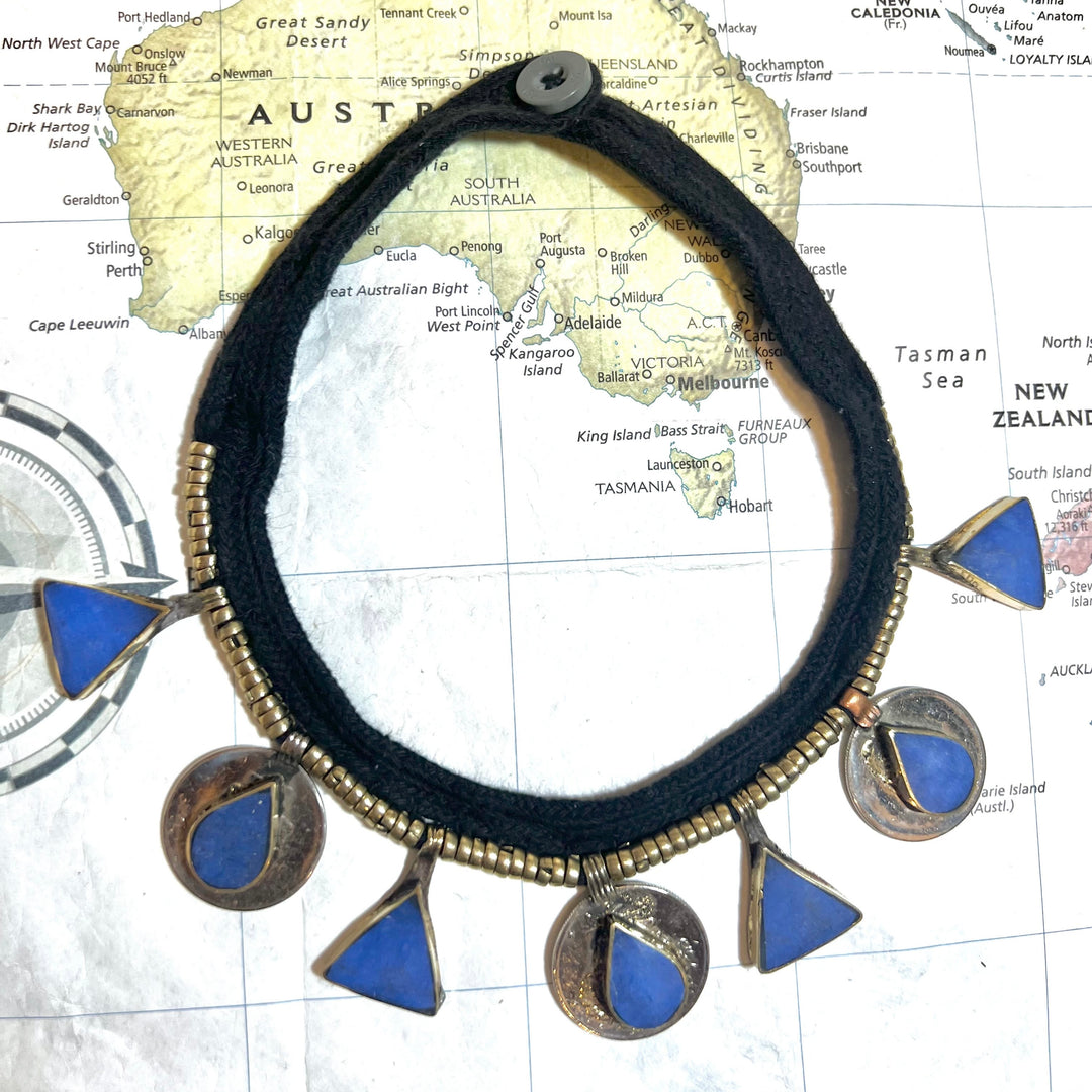 Vintage Afghani Sterling & Lapis Choker