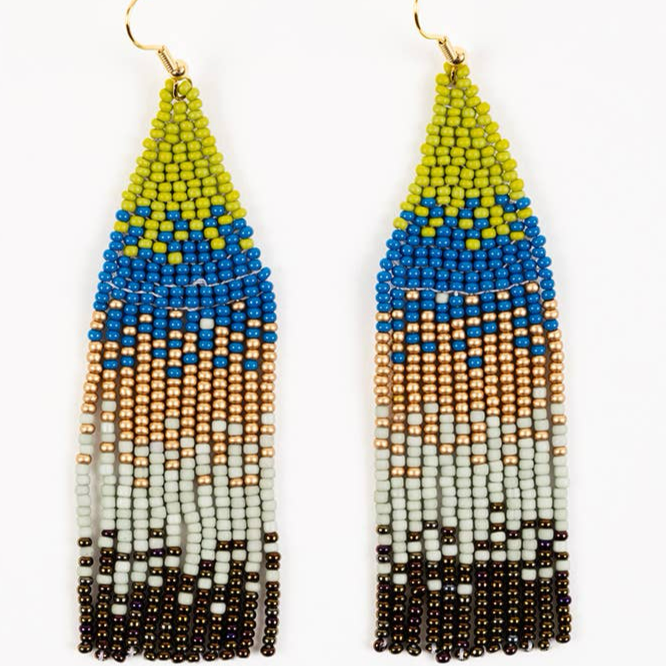 Ombre Bead Fringe Earrings - Guatemala