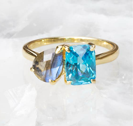 PERFECT PAIR RING- LABRADORITE + PARAIBA