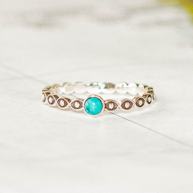 Decorated Silver Turquoise Band - India