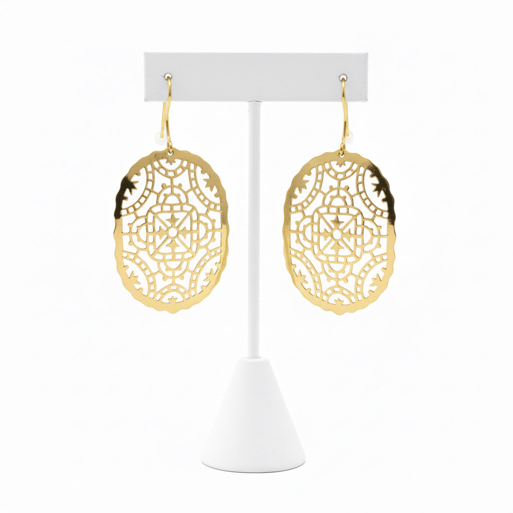 Brass Stained Glass Earrings - India