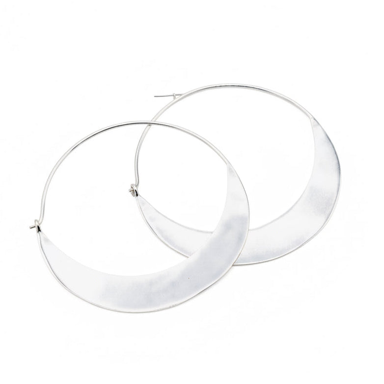 Silver-Plated Crescent Hoop Earrings - India