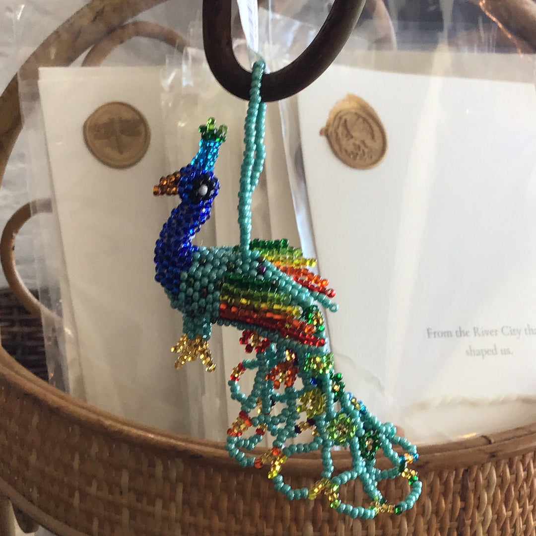 Peacock Large Beaded Ornament -  Guatemala