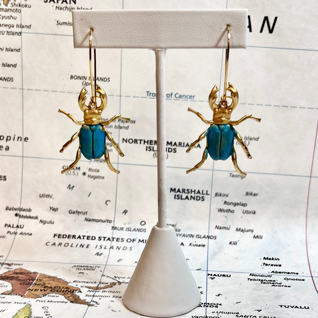 Verdigris Beetle Earrings