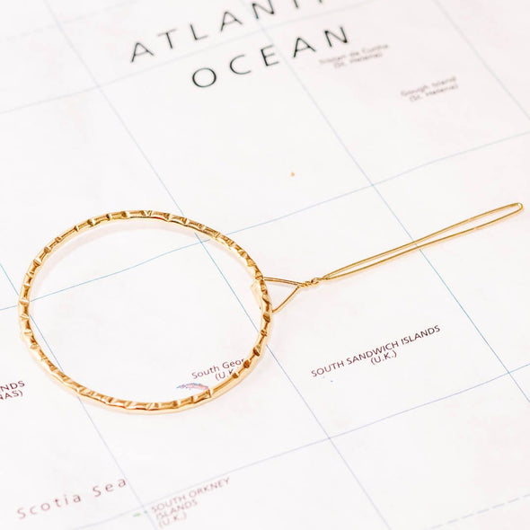 Ellipse Circle Hair Clip, Gold - India