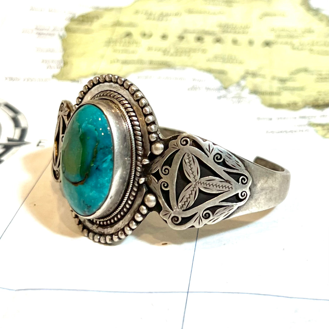 Sterling Silver Tibetan Turquoise Cuff - Thailand