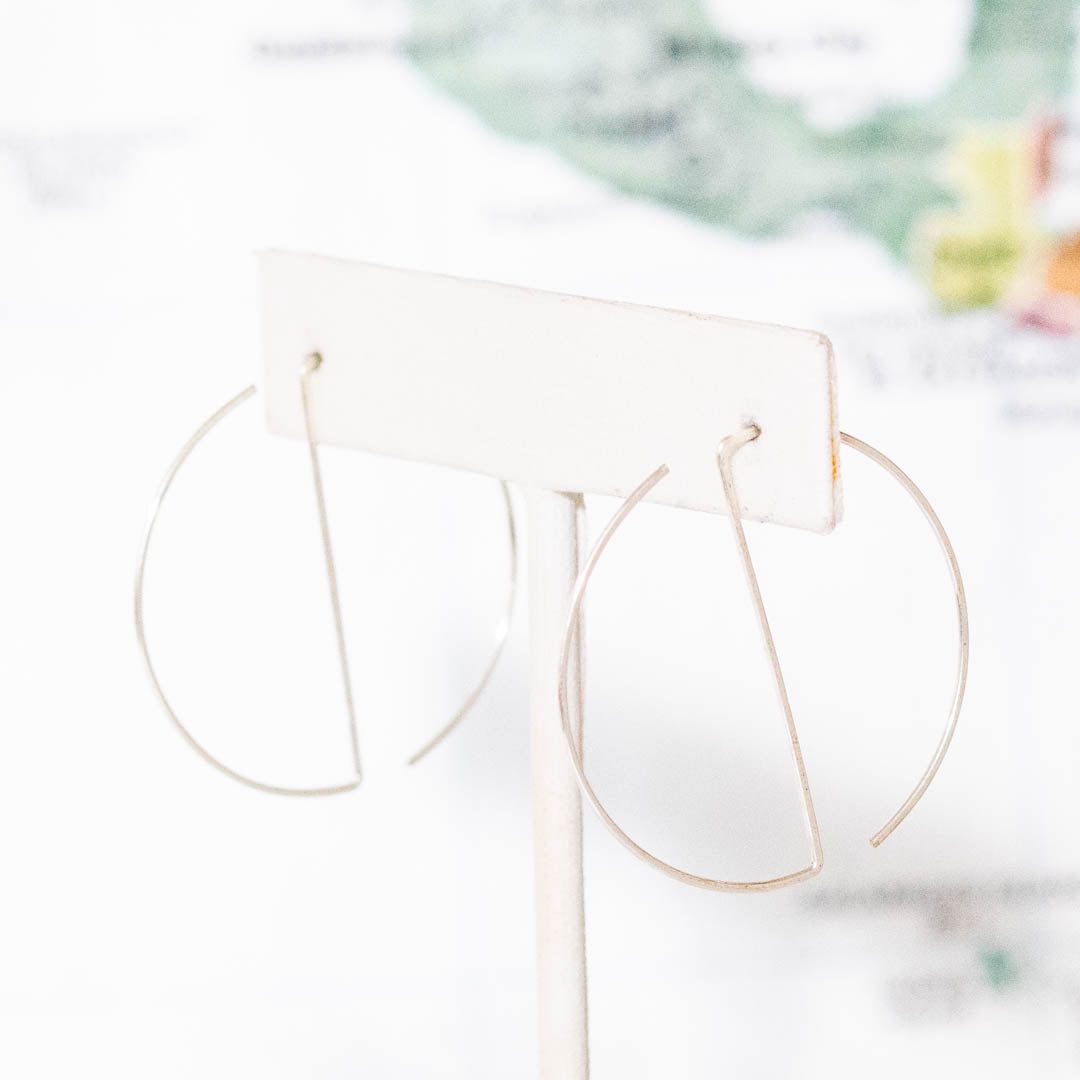 Geometric Bar Hoops, Sterling Silver - Thailand