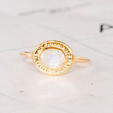 Gold Plated Decorative Moonstone Ring