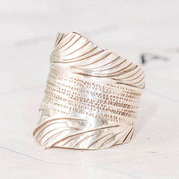 Hill Tribe Sterling Silver Etched Wave Ring- Thailand