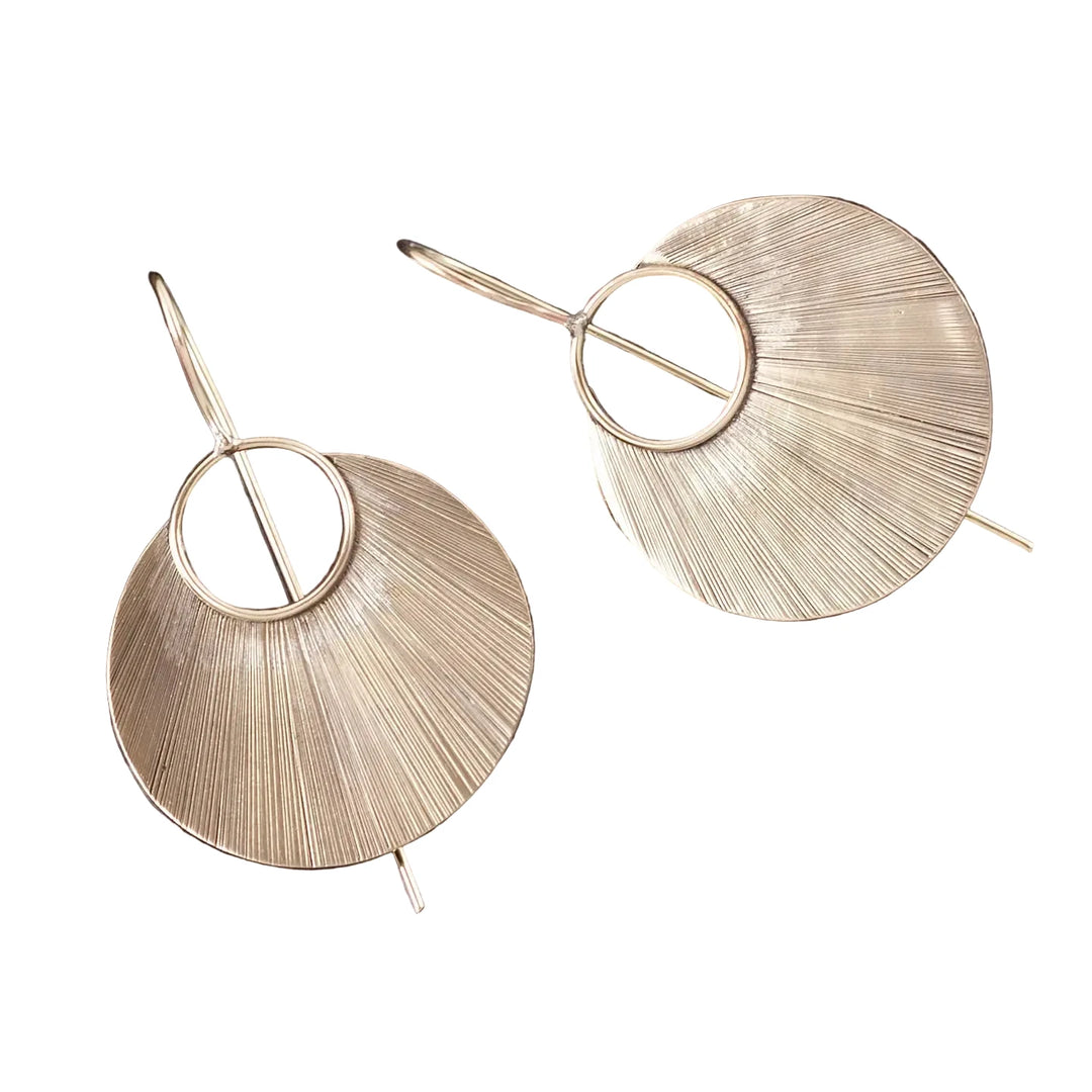 Brass etched petal Earrings - India