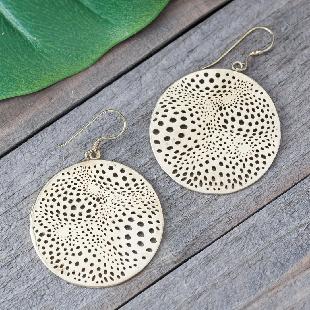 Brass Moon Rock Earrings - India