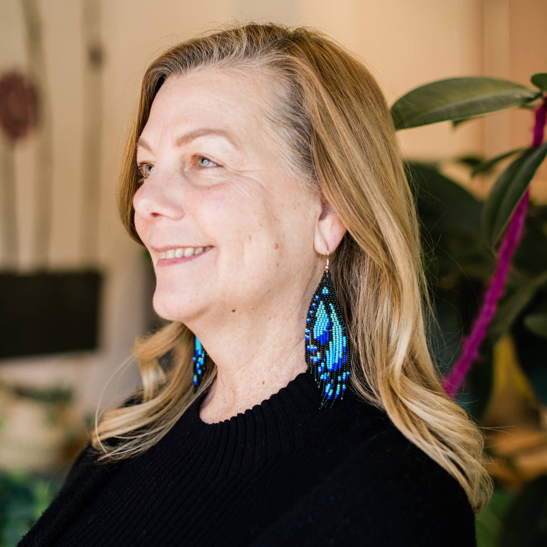 Orange Monarch Butterfly Wing Fringe Earrings - Guatamala