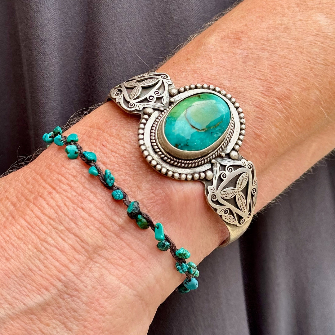 Sterling Silver Tibetan Turquoise Cuff - Thailand