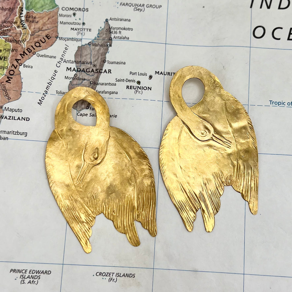 Brass Swan Earrings - Salem, Massachusettes