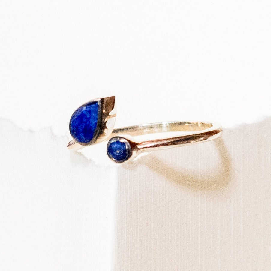 Medusa Lapis Adjustable Sterling Silver Ring - India