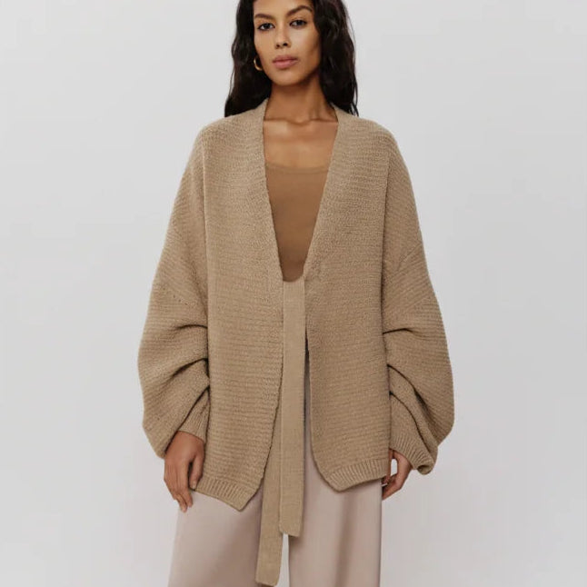 Tie Front Oversized Cardigan - Ukraine