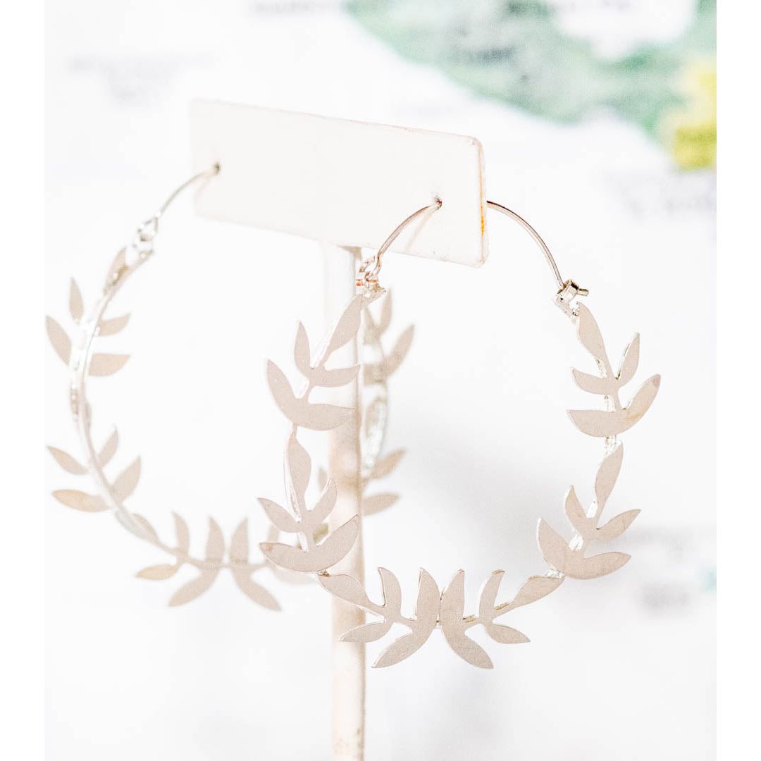 Olympus Floral Hoop Earrings, Silver - India