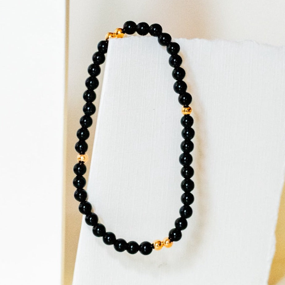 ABLE Onyx Beaded Stacking Bracelet- Nashville