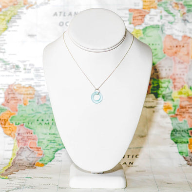SILVER MINI SIMPLE NECKLACE AQUA