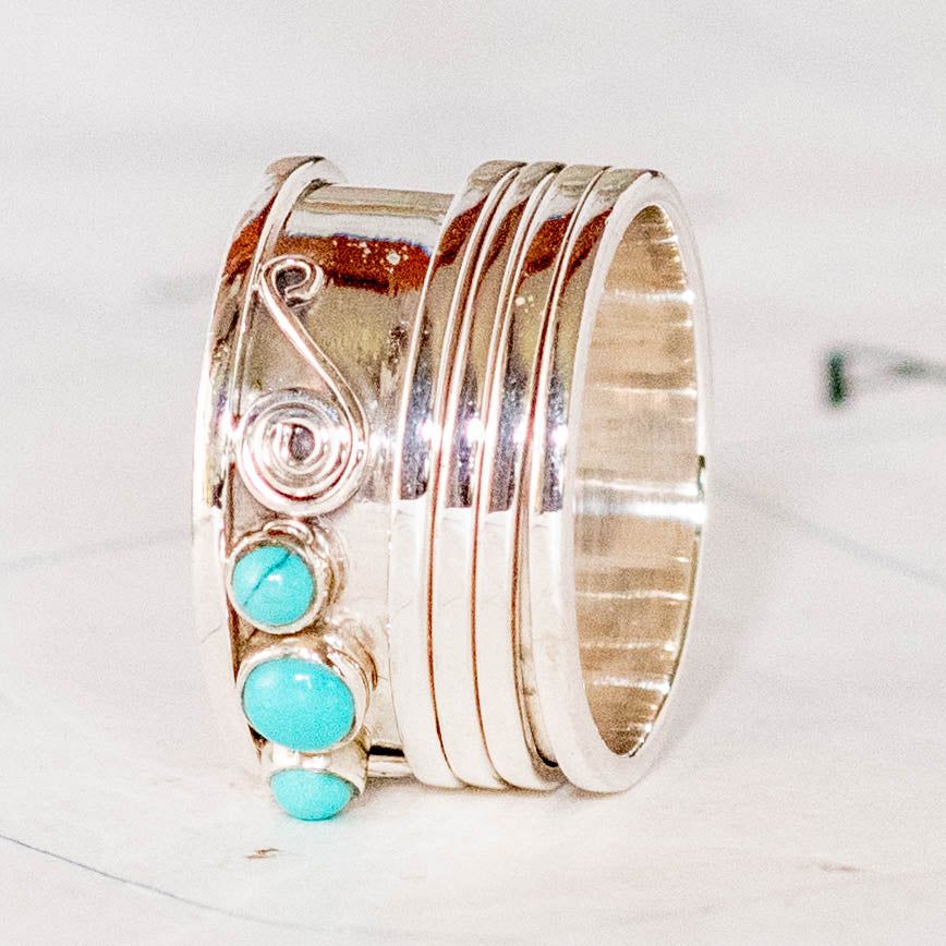 Silver & Turquoise Meditation Ring- India