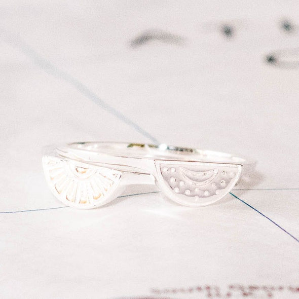 Soleil Moon and Sun Sterling Ring Set - India