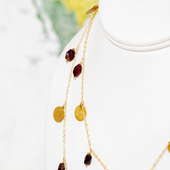 Sprinkled Garnet Brass Necklace - India