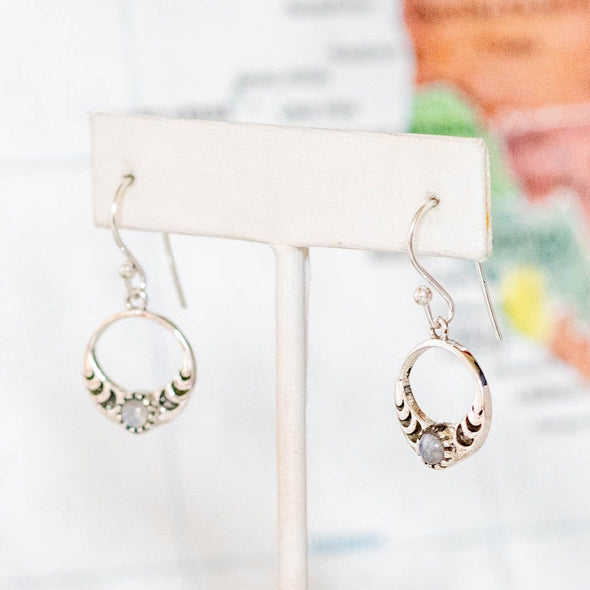 Sterling Silver Crescent Moonstone Earring