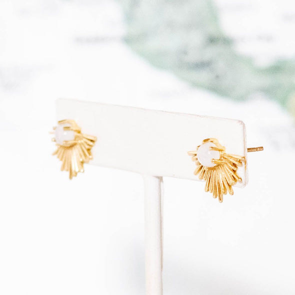 Stone Burst Stud, Moonstone - India
