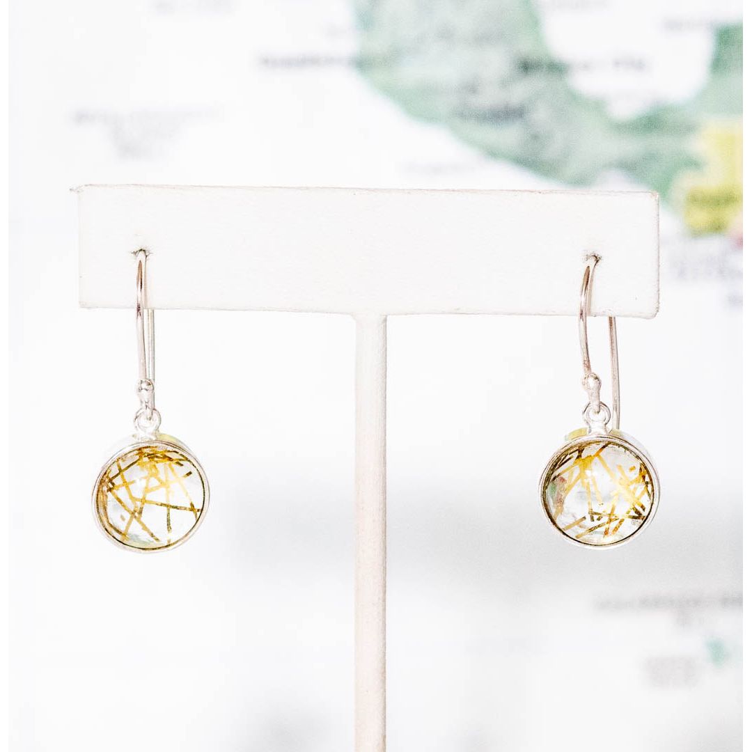 Striation Earrings, Rutilated Quartz - India