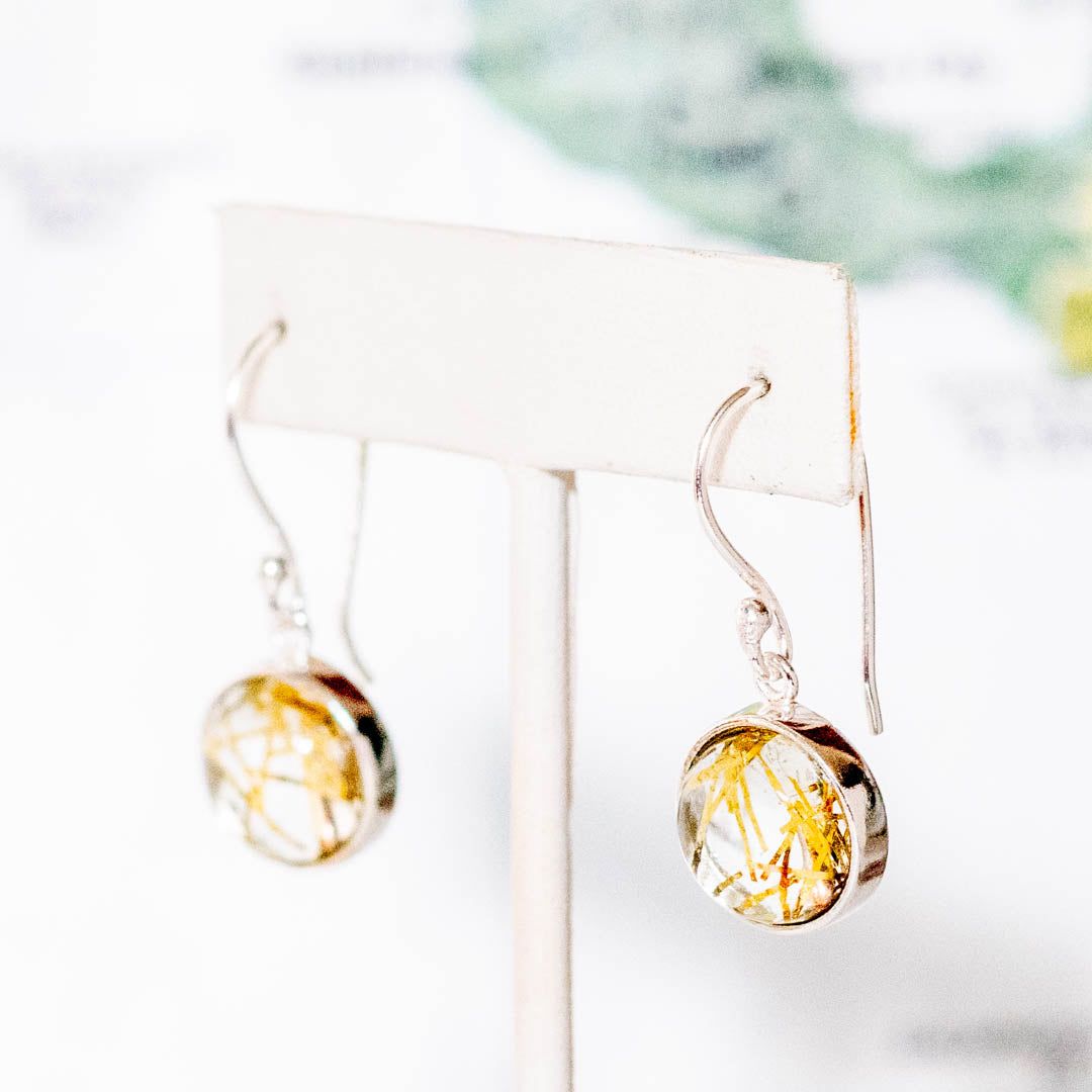 Striation Earrings, Rutilated Quartz - India