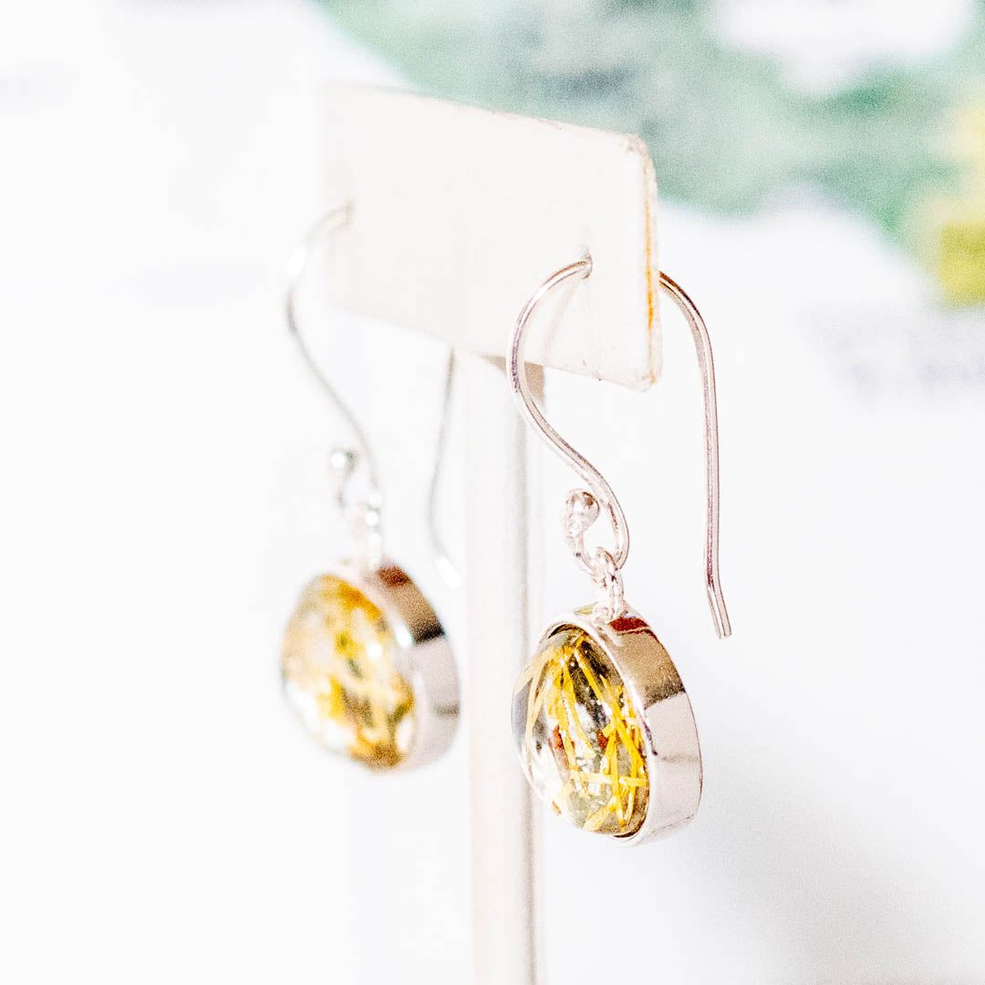 Striation Earrings, Rutilated Quartz - India