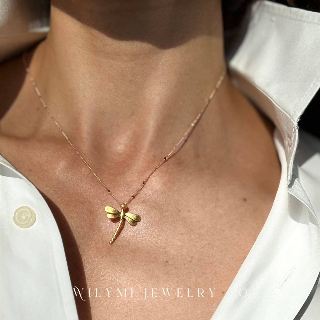 Mini Dragonfly Necklace | Gold Filled | Sparkling