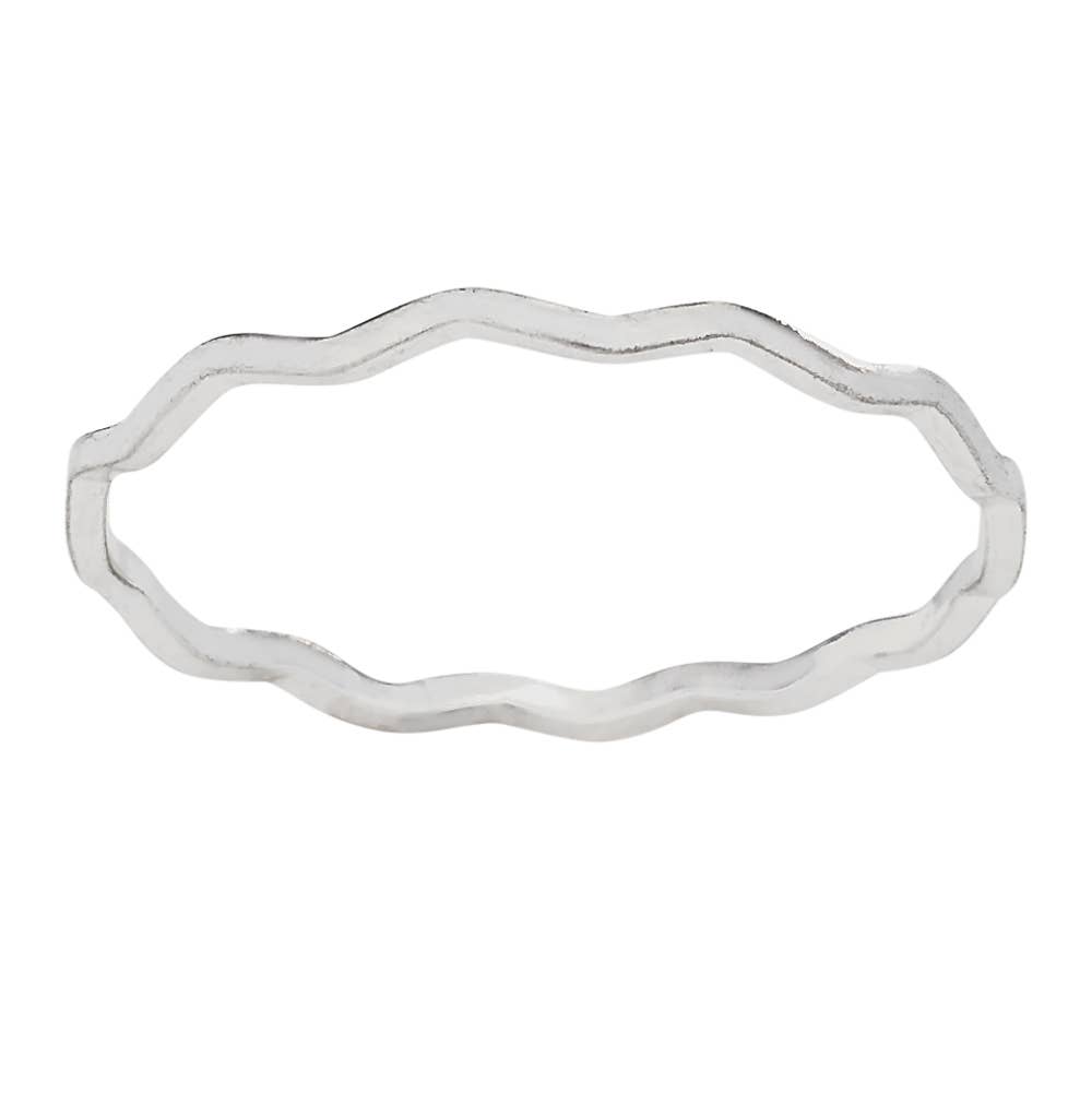 Zig Zag Thin Sterling Silver Band Ring