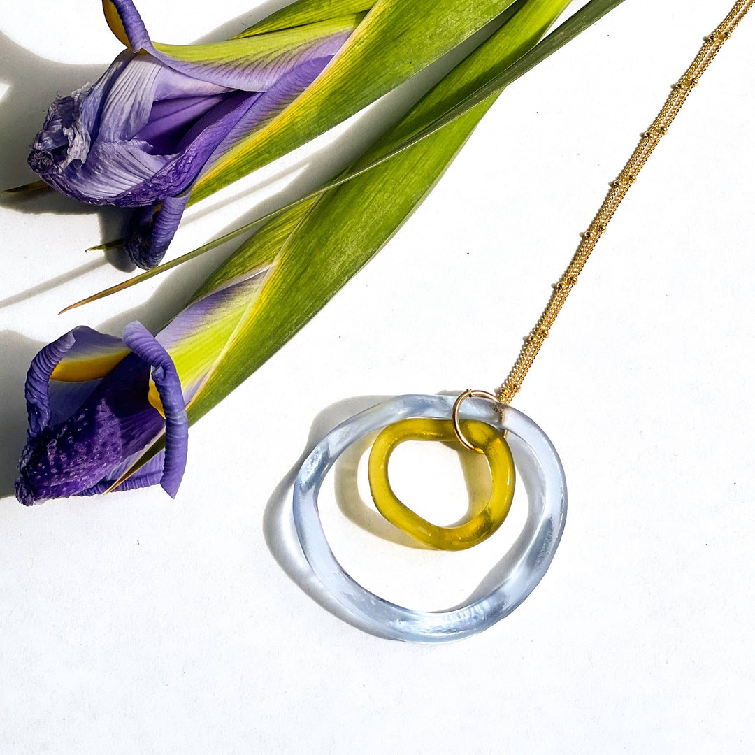 Recycled Glass Flower Necklace - USA