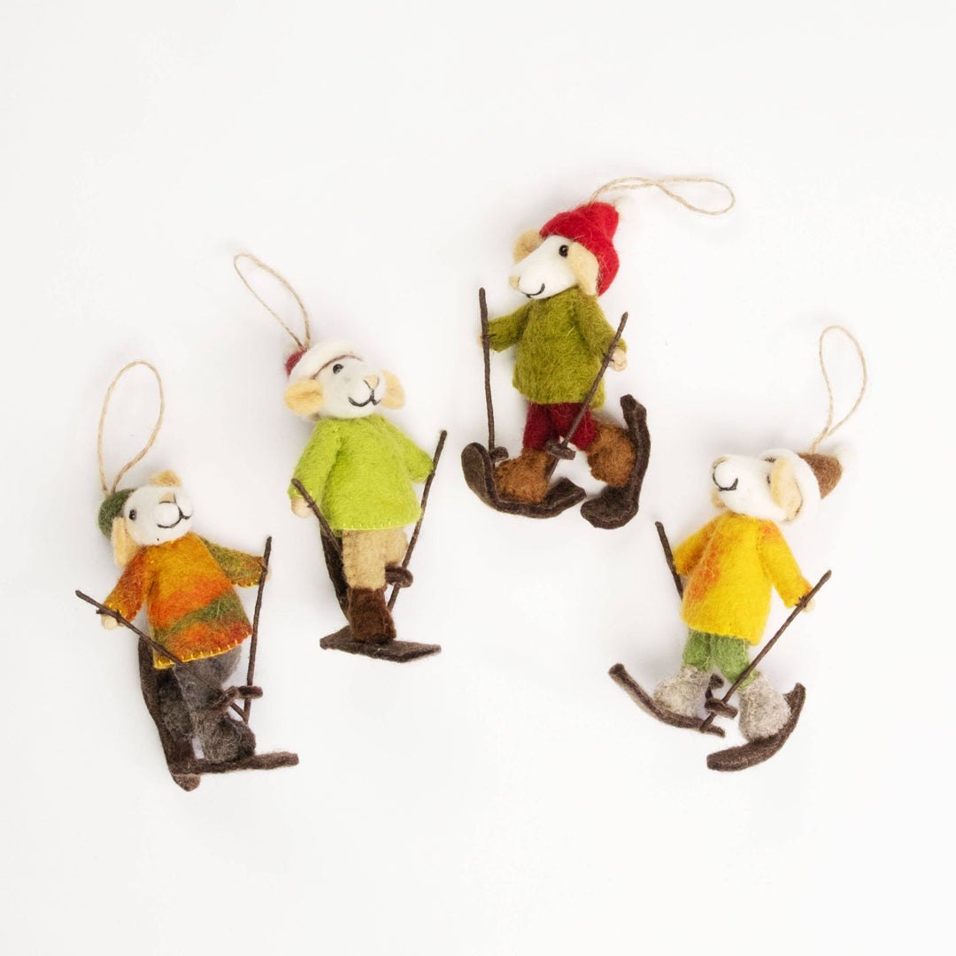 Ornament - Christmas Decor - Mouse on Skis, Assorted