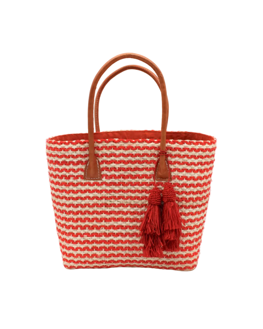 Cancun Small Sisal Basket Bag with Tassel Charm
