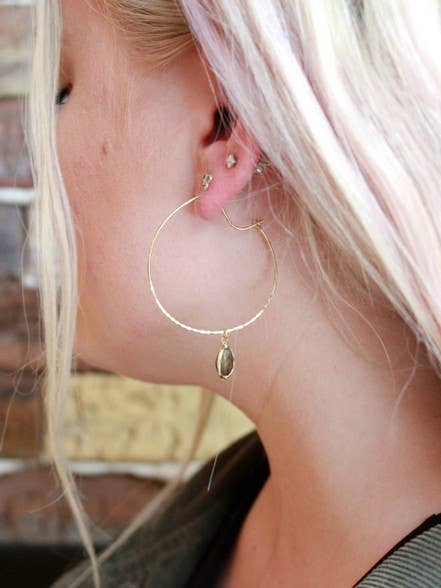 Labradorite Crystal Hoops - India
