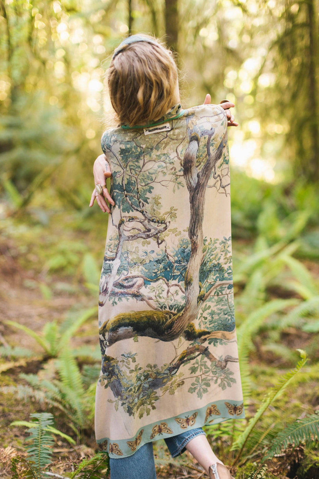 Earth and Sky Bohemian Bamboo Kimono with Tree Print