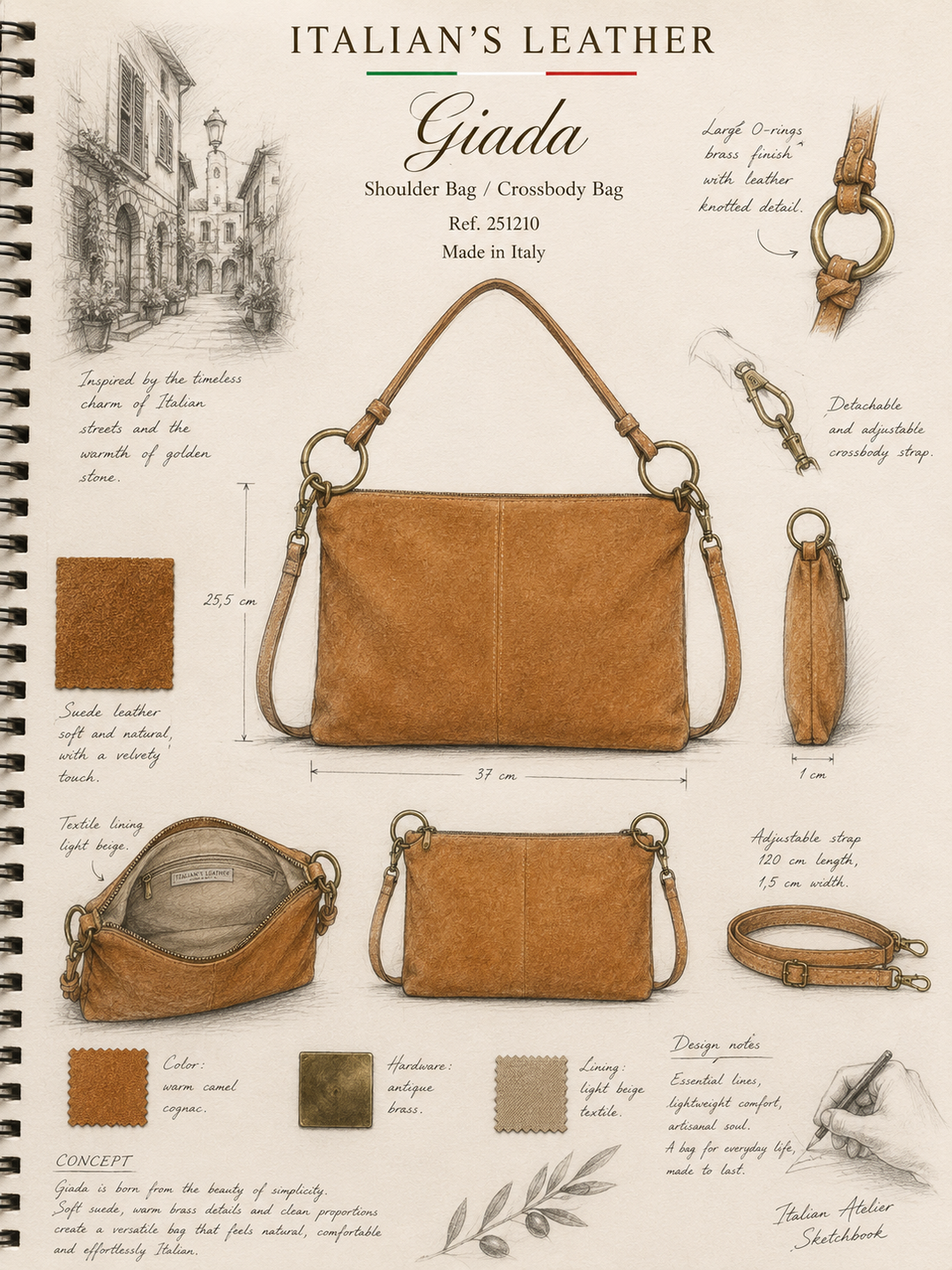 Giada Suede Leather Bag - Italy