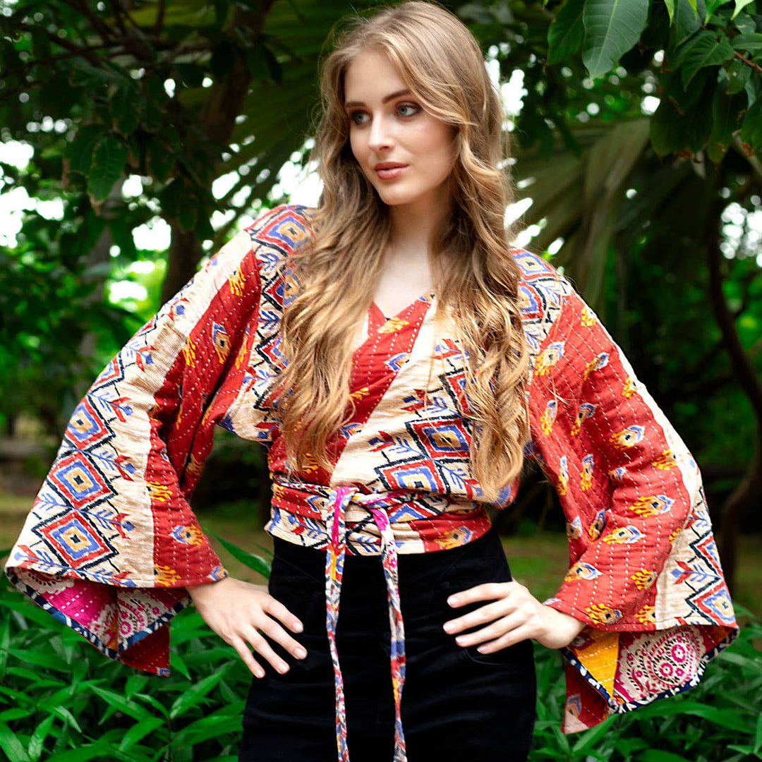 Reversible Kantha Butterfly Top - Nepal