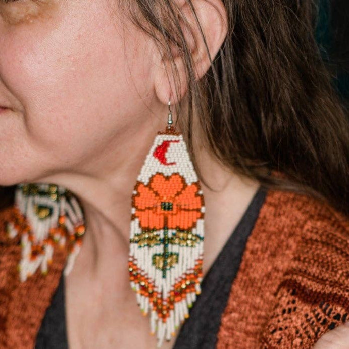 Moonflower Earring Orange - Guatemala