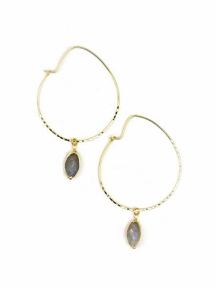 Labradorite Crystal Hoops - India