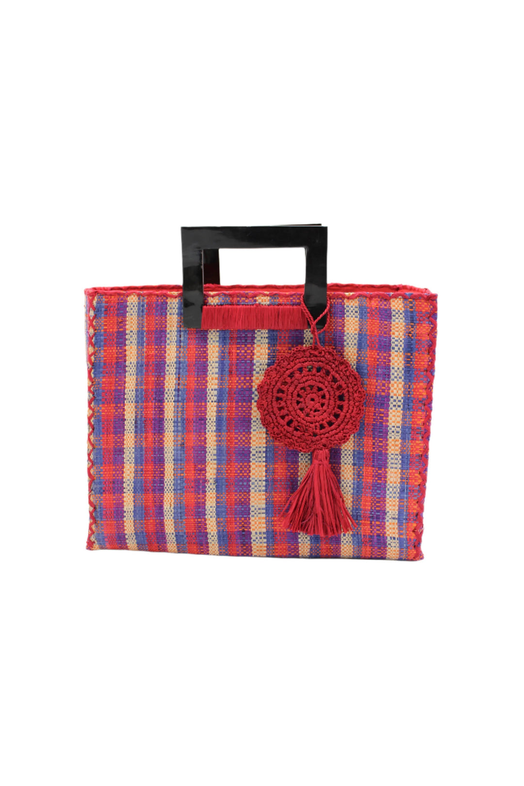 Stevie Square Straw Handbag with Horn Handles