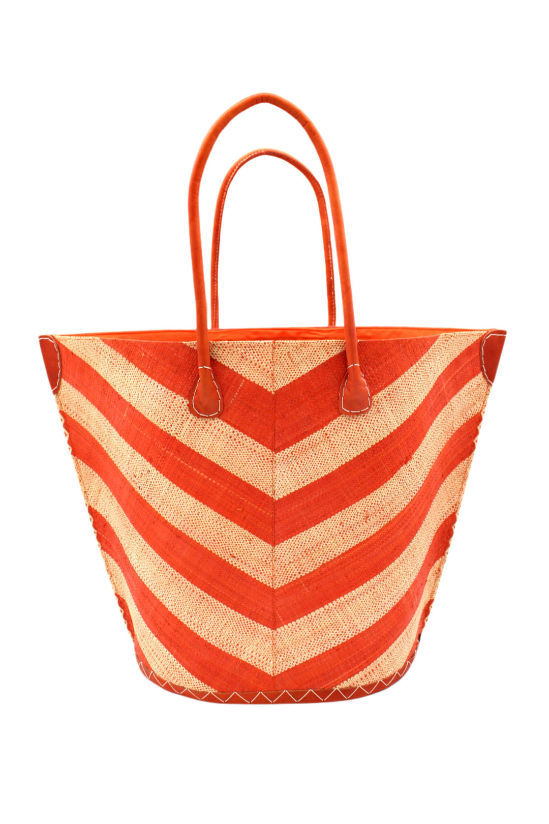 Santa Cruz Wide Stripe Chevron Large Straw Tote Bag
