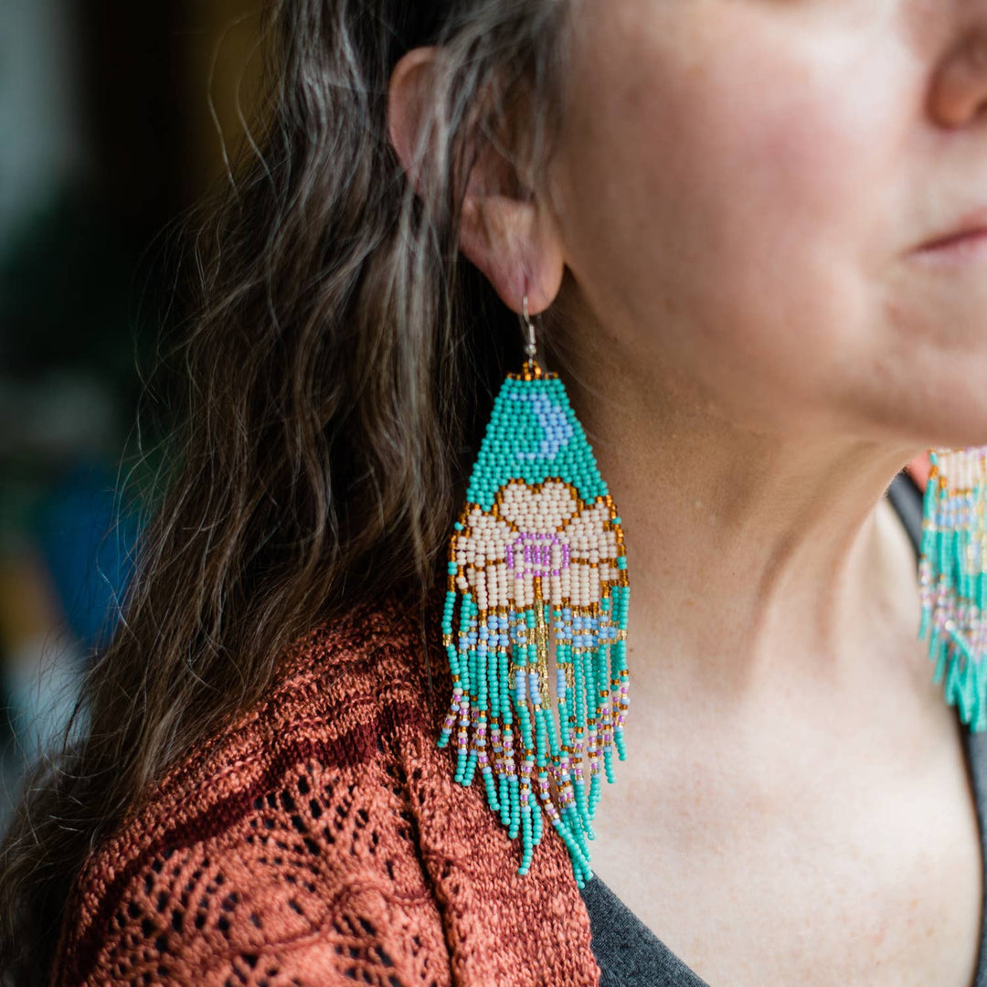 Moonflower Earring Turquoise - Guatemala