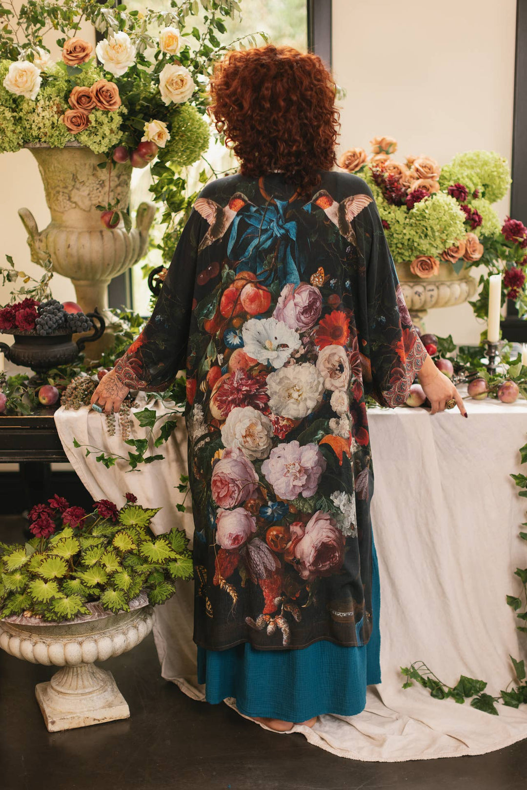 Flight of Fancy Opera Duster Kimono Robe Hummingbird Print - Canada