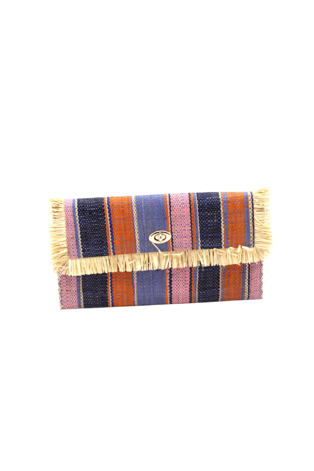 Sophie Raffia Straw Envelope Clutch Purse with Raw Fringe